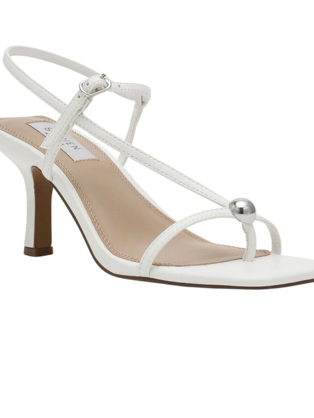 Steven tamila white Women’s Strappy Slingback Sandal with Silver Accent size 9